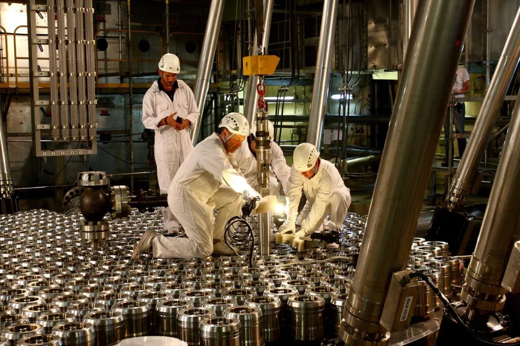 Vainas de dióxido de uranio que se utilizan como combustible nuclear de los reactores de potencia.