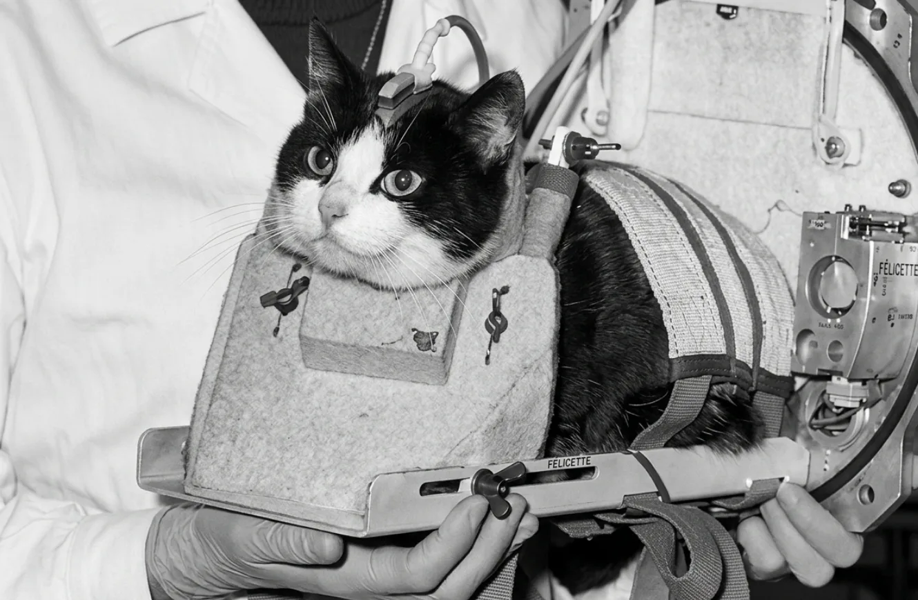 Imagen de Felicette, la primera gata astronauta francesa. animales en el espacio
