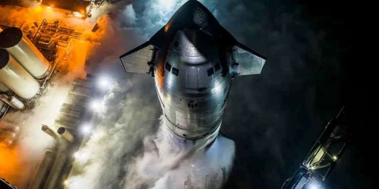Imagen del megacohete Starship V3 de SpaceX. Crédito: SpaceX. SpaceX bolsa