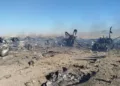 Fotografía difundida por los medios estatales iraníes que muestra los restos calcinados de varios aviones a unos 50 kilómetros de la ciudad iraní de Isfahán, el 5 de abril de 2026. Los medios estatales afirmaron que las fuerzas iraníes derribaron los aviones que aparecen en las imágenes. Crédito: Cuerpo de la Guardia Revolucionaria Islámica/ CNN.