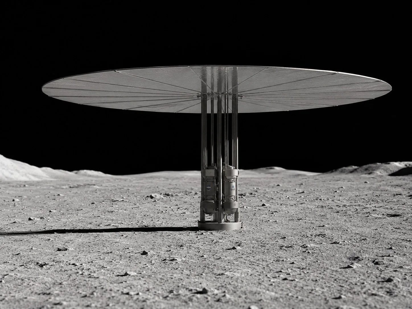 Imagen conceptual de Kilopower, una de las iniciativas de la NASA para generar energía nuclear en la Luna.