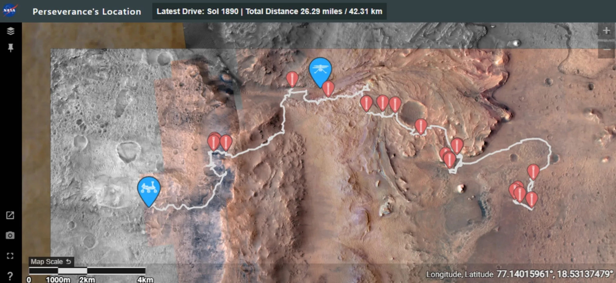 Perseverance completó una maratón en Marte: el rover de la NASA recorrió más de 42 km.