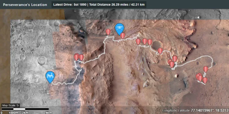 Perseverance completó una maratón en Marte: el rover de la NASA recorrió más de 42 km.