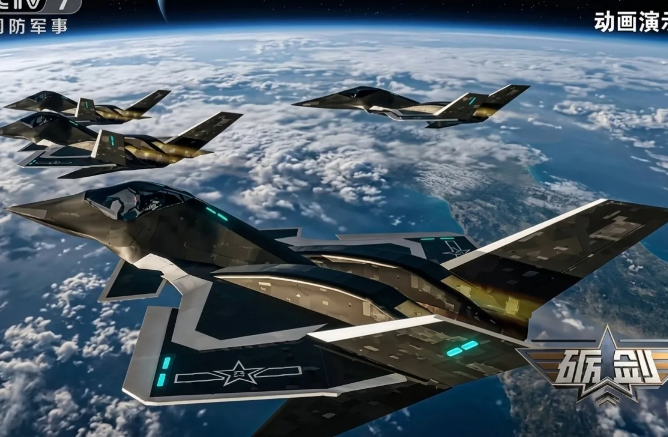 Imagen artística del caza Emperador Blanco del Proyecto Nantianmen, una simulación de defensa aérea.