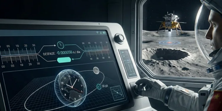 Imagen ficcionada del software operativo LTE440 para sincronizar el tiempo entre la Luna y la Tierra.