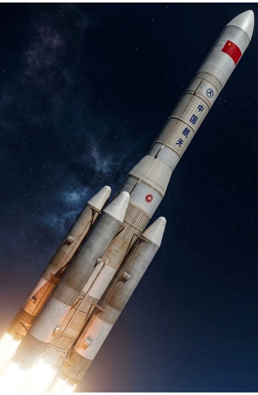 Imagen del cohete chino Long March 9. Starship acceso al espacio