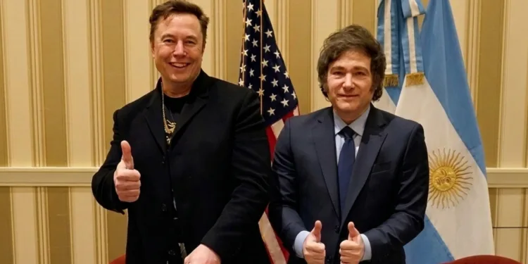 Imagen de Javier Milei (derecha) y Elon Musk (izquierda). Argentina Starship