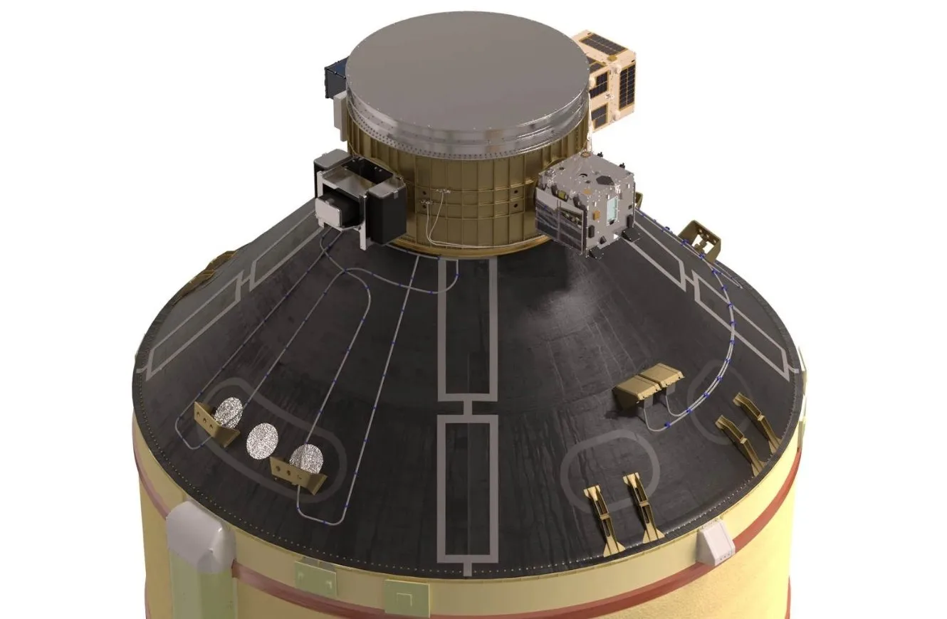 Imagen de la configuración de carga útil de cohete H3. Crédito:JAXA.