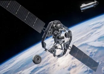 Imagen de la cápsula de SpaceX, Starfall, un módulo de construcción espacial.