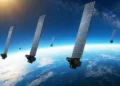 Imagen de los satélites Starlink de la compañía SpaceX. 24 satélites Starlink.