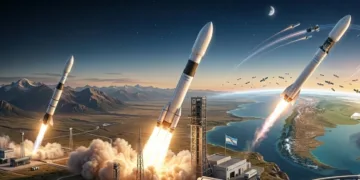 Representación artística del despliegue simultáneo de los tres vectores que lideran la carrera hacia la órbita en Argentina: el ultraligero Aventura de TLON Space (izquierda), la icónica familia Tronador de VENG (centro) y el remolcador de última milla Chimera de Epic Aerospace (derecha). Un ecosistema que combina el legado científico estatal con la agilidad del modelo startup.