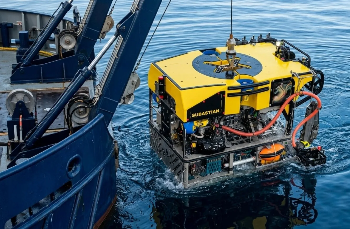 Imagen del Vehículo Operado Remotamente (ROV) SuBastian, desarrollado por el CONICET junto a Schmidt Ocean Institute.