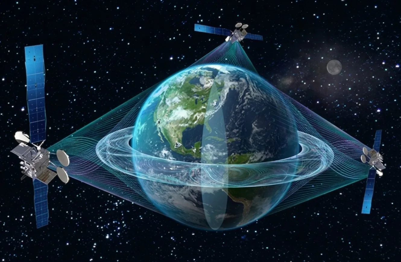 Imagen de la red satelital de Viasat. hackear satélite