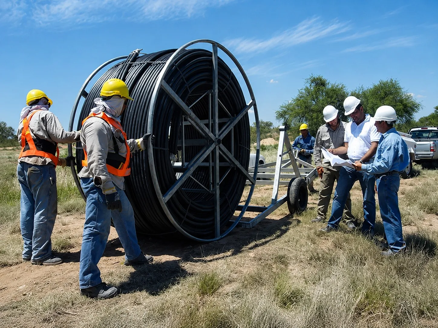 Despliegue de infraestructura de fibra óptica utilizada para el transporte de datos.