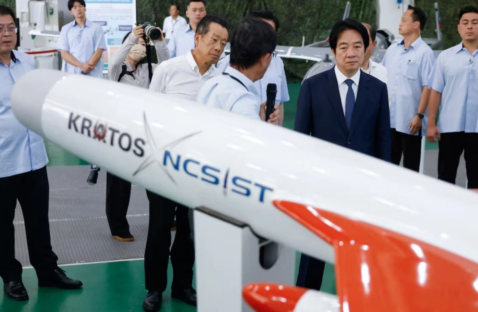 El vehículo aéreo no tripulado Albatross II en exhibición durante la visita del presidente de Taiwán, Lai Ching-te, al Instituto Nacional de Ciencia y Tecnología Chung-Shan (NCSIST), el 17 de julio de 2026. Crédito: REUTERS/ Ann Wang.