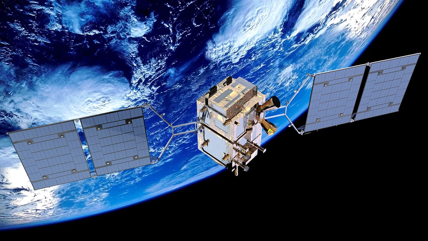 Ilustración conceptual del nuevo satélite de observación de la Tierra de la CONAE, el SABIA-Mar.