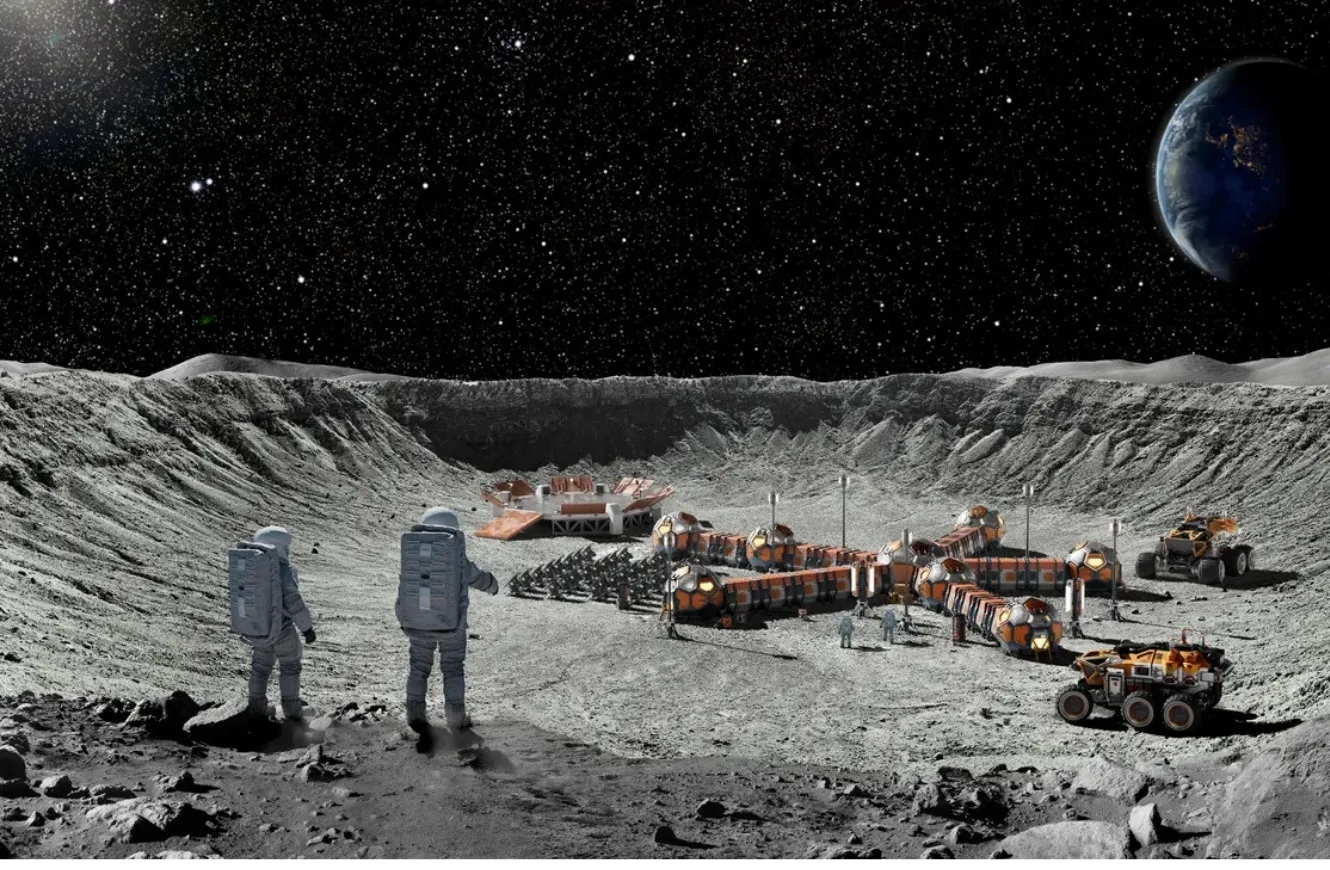 Imagen artística de una base lunar de la NASA.