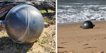 Imagen de las esferas metálicas halladas en Forrest Beach.
