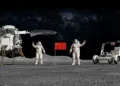 Recreación del módulo lunar Lanyue con el rover de CAST (CMS). programa lunar chino