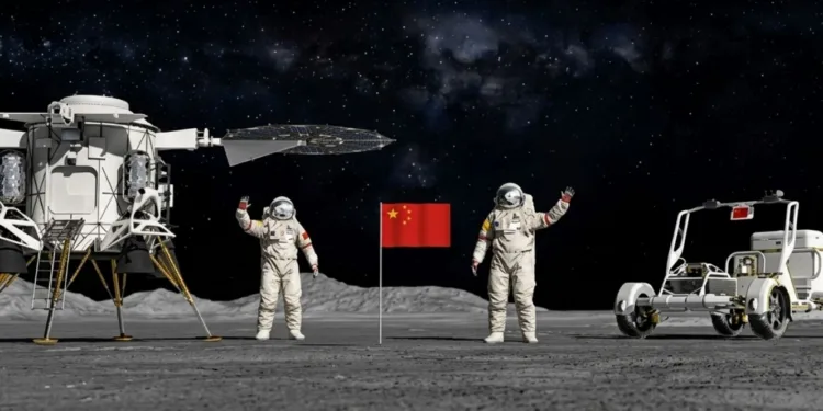 Recreación del módulo lunar Lanyue con el rover de CAST (CMS). programa lunar chino