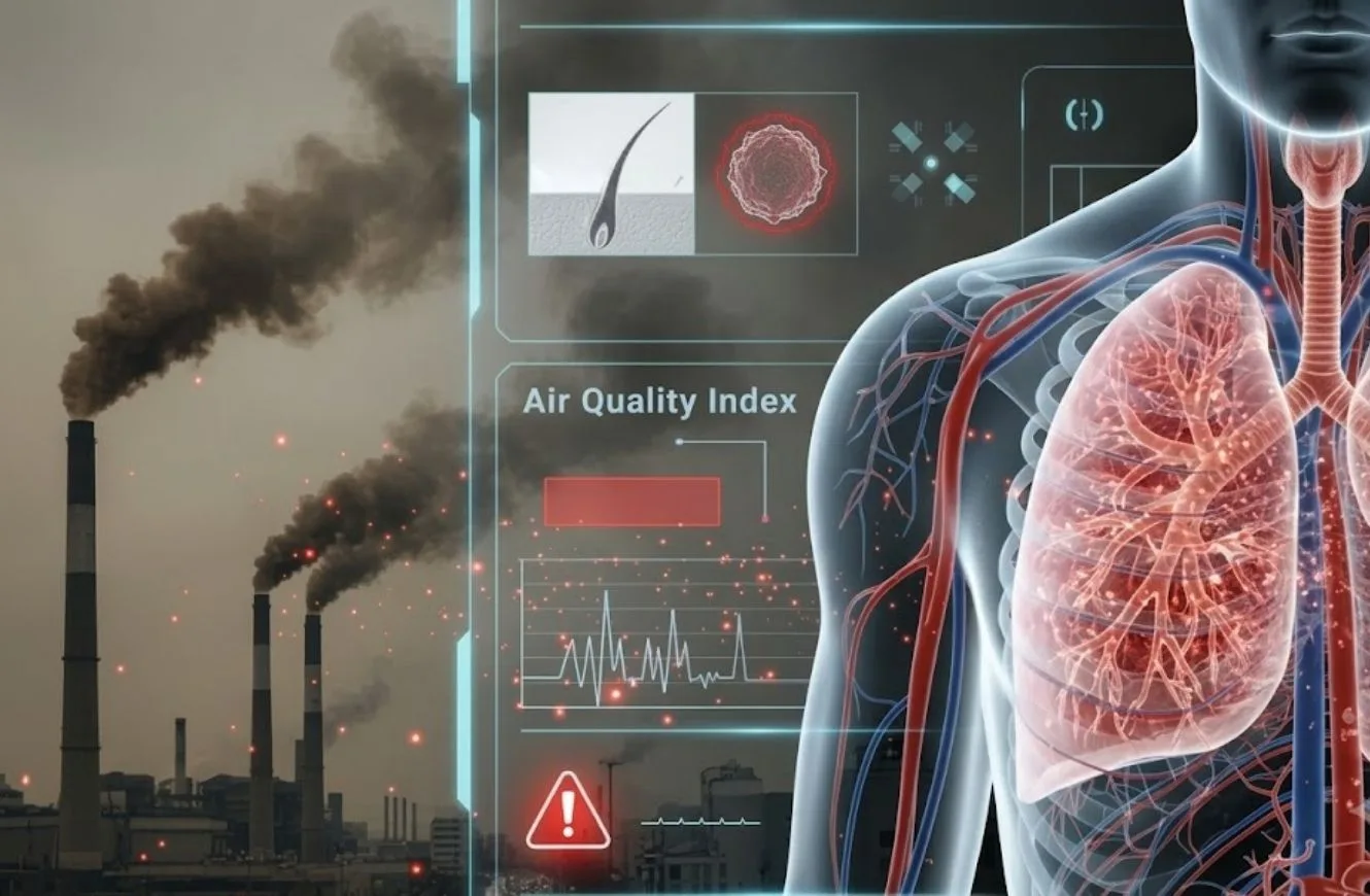 Imagen de la partícula del aire PM 2.5, un contaminante y bioaerosole que trae serios riesgos ambientales y de salud pública.