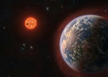 Imagen artística de exoplaneta habitable.