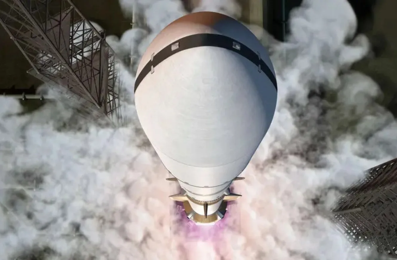 Imagen de la futura variante New Glenn 9×4. Crédito: Blue Origin. New Glenn cambio