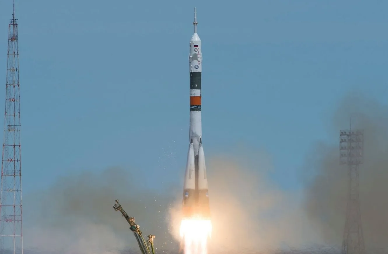 Imagen de lanzamiento del vector Soyuz desde Baikonur.
