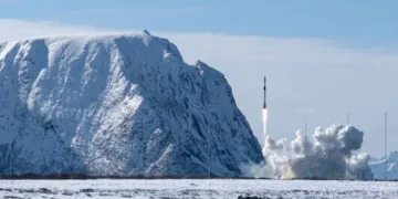 Imagen del cohete Spectrum en el puerto espacial de Andøya en Noruega.