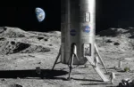 Imagen ficticia de la nave Starship en la Luna.