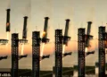 Imagen de la secuencia de despegue de la nave Starship de SpaceX. Starship vuelos.