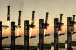 Imagen de la secuencia de despegue de la nave Starship de SpaceX. Starship vuelos.