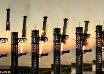 Imagen de la secuencia de despegue de la nave Starship de SpaceX. Starship vuelos.