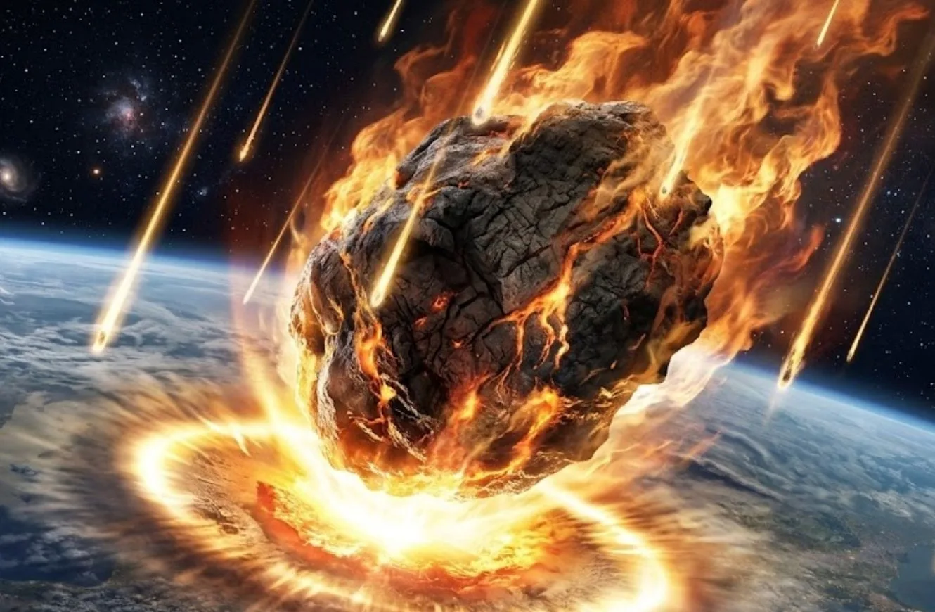 Representación artística del impacto del asteroide Chicxulub.