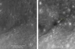 Imágenes satelitales de la zona del impacto de la segunda etapa de un cohete SpaceX Falcon 9 en la Luna.