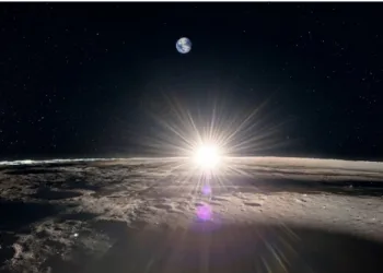 El módulo de aterrizaje lunar Blue Ghost de Firefly Aerospace capturó esta vista de una puesta de sol lunar, con la Tierra y Venus también visibles, el 16 de marzo de 2025. Crédito: Firefly Aerospace.