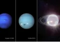 Imagen de las distintas fotografías tomadas por el telescopio James Webb y el Hubble de Neptuno.