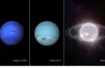 Imagen de las distintas fotografías tomadas por el telescopio James Webb y el Hubble de Neptuno.