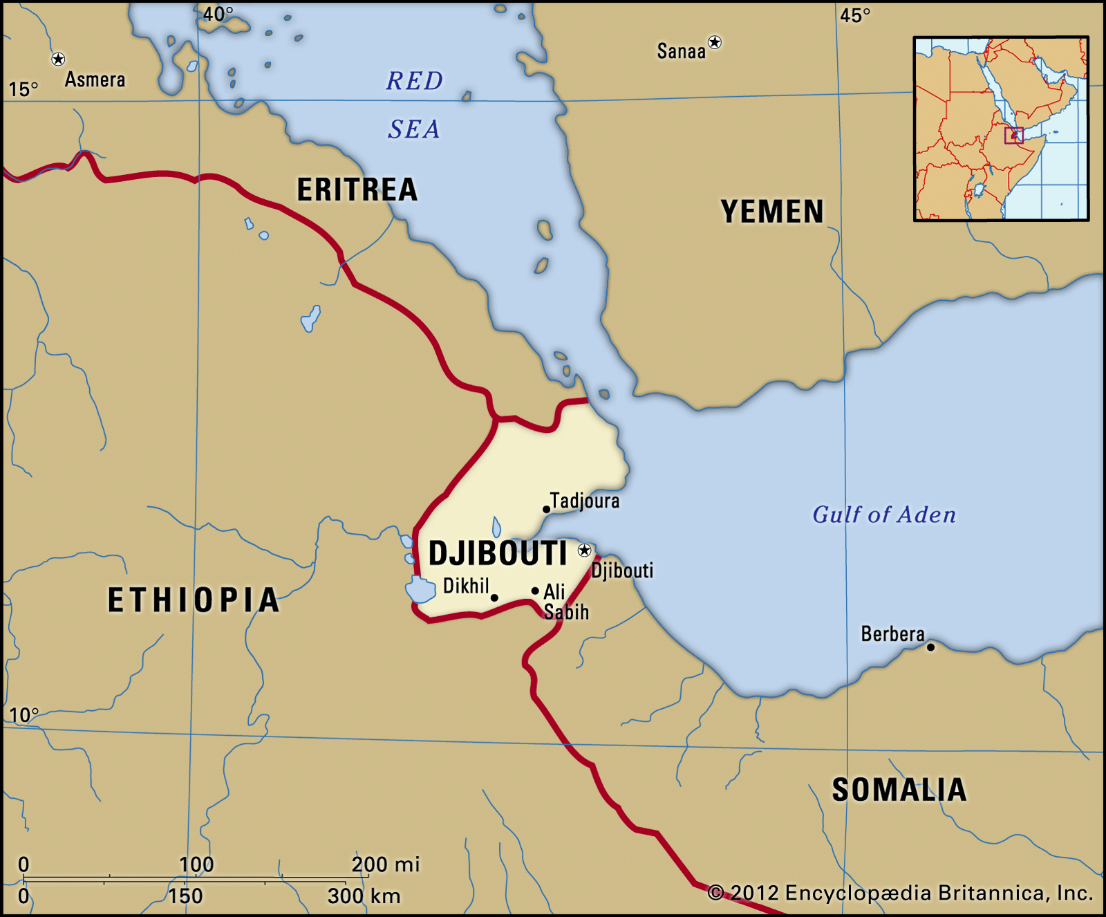 Ubicación de Djibouti, en el Cuerno de África.