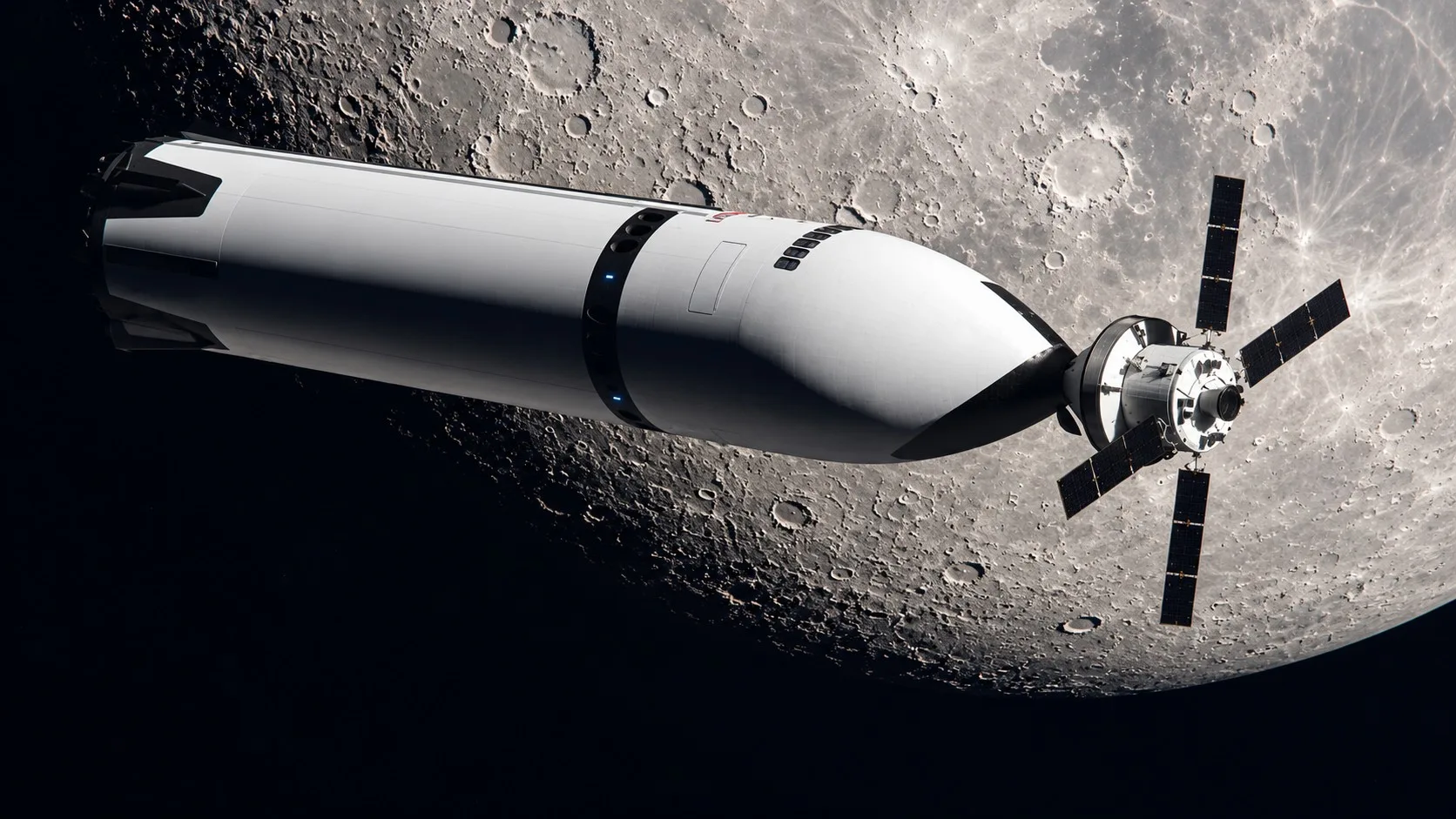 La nave Orión y el módulo HLS Starship se deberán encontrar en órbita lunar para hacer la transferencia de astronautas y permitir que el HLS lleve a parte de la tripulación a la superficie de la Luna.