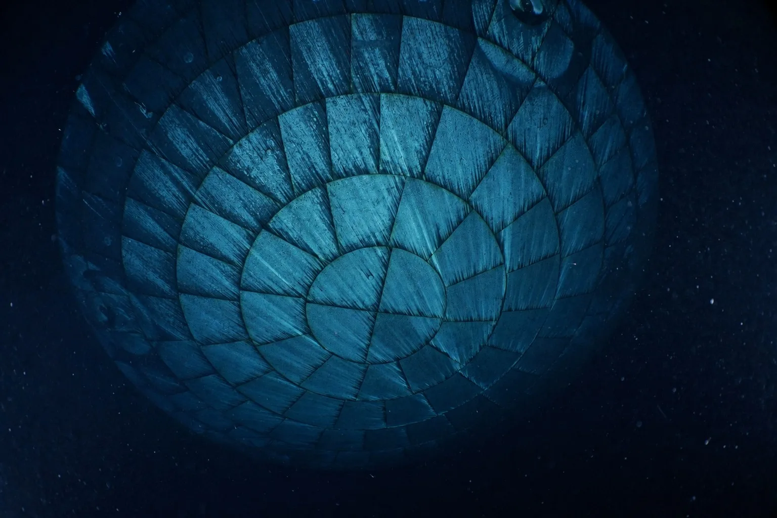 Escudo térmico de la cápsula Orión desde abajo del agua, luego de la reentrada atmosférica de Artemis II. Crédito: Armada de Estados Unidos.