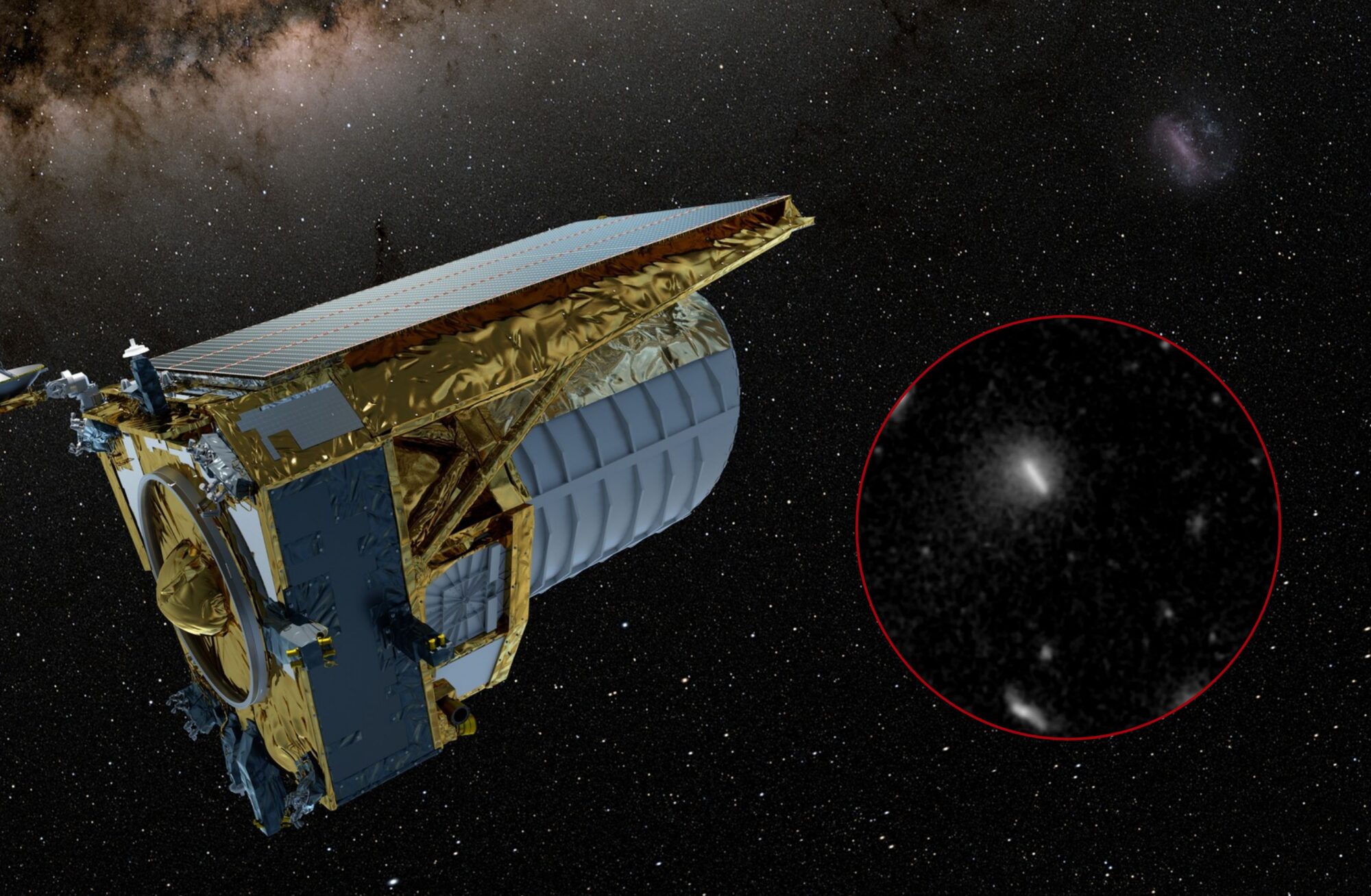El telescopio espacial Euclid observaba galaxias lejanas para estudiar la materia oscura cuando descubrió al cometa C/2026 S1. Crédito: Agencia Espacial Europea (ESA).