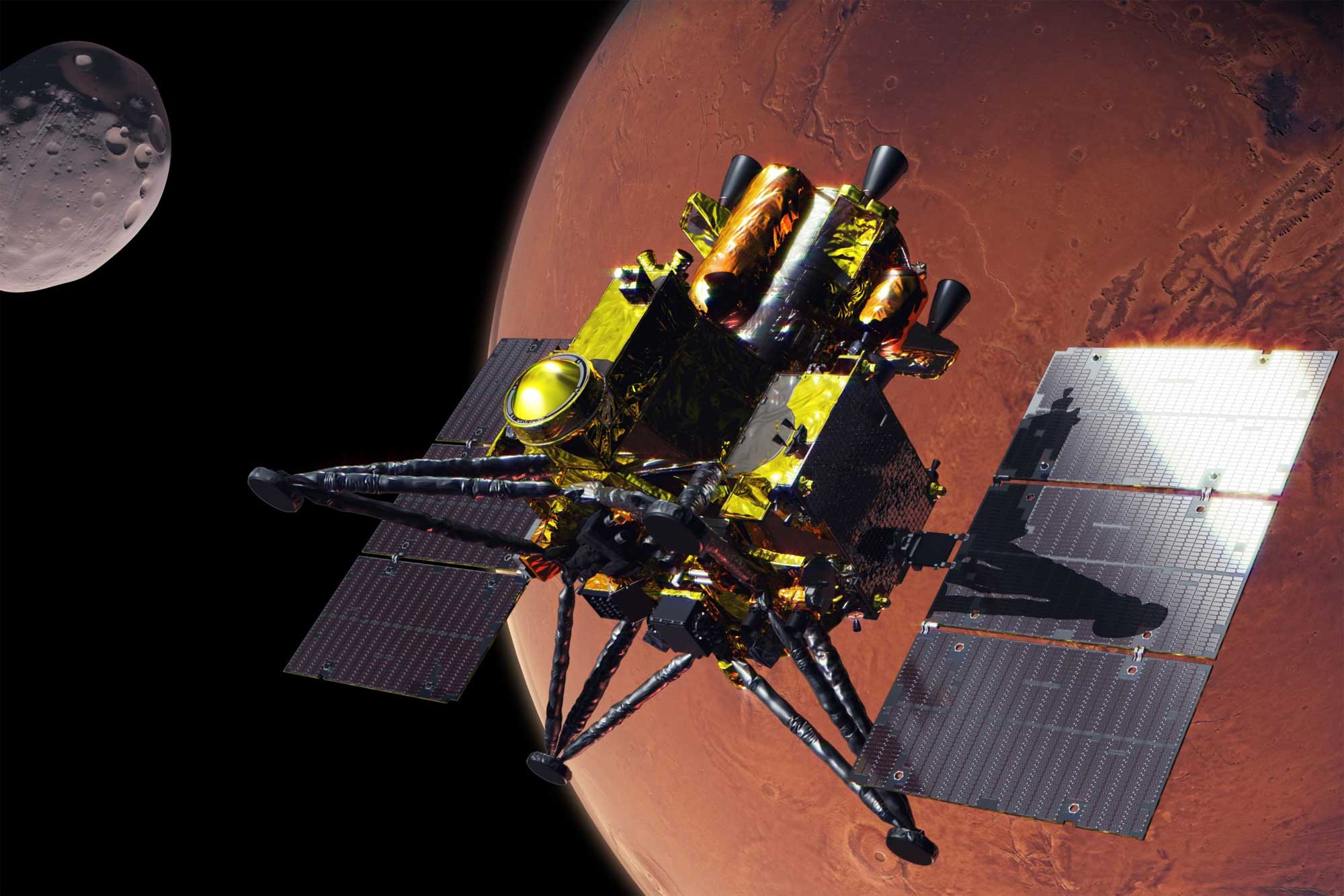 Este 19 de octubre, Japón lanzará la misión MMX, una sonda que viajará hasta Marte para estudiar sus dos lunas y recoger muestras de Fobos, la mayor de ellas.