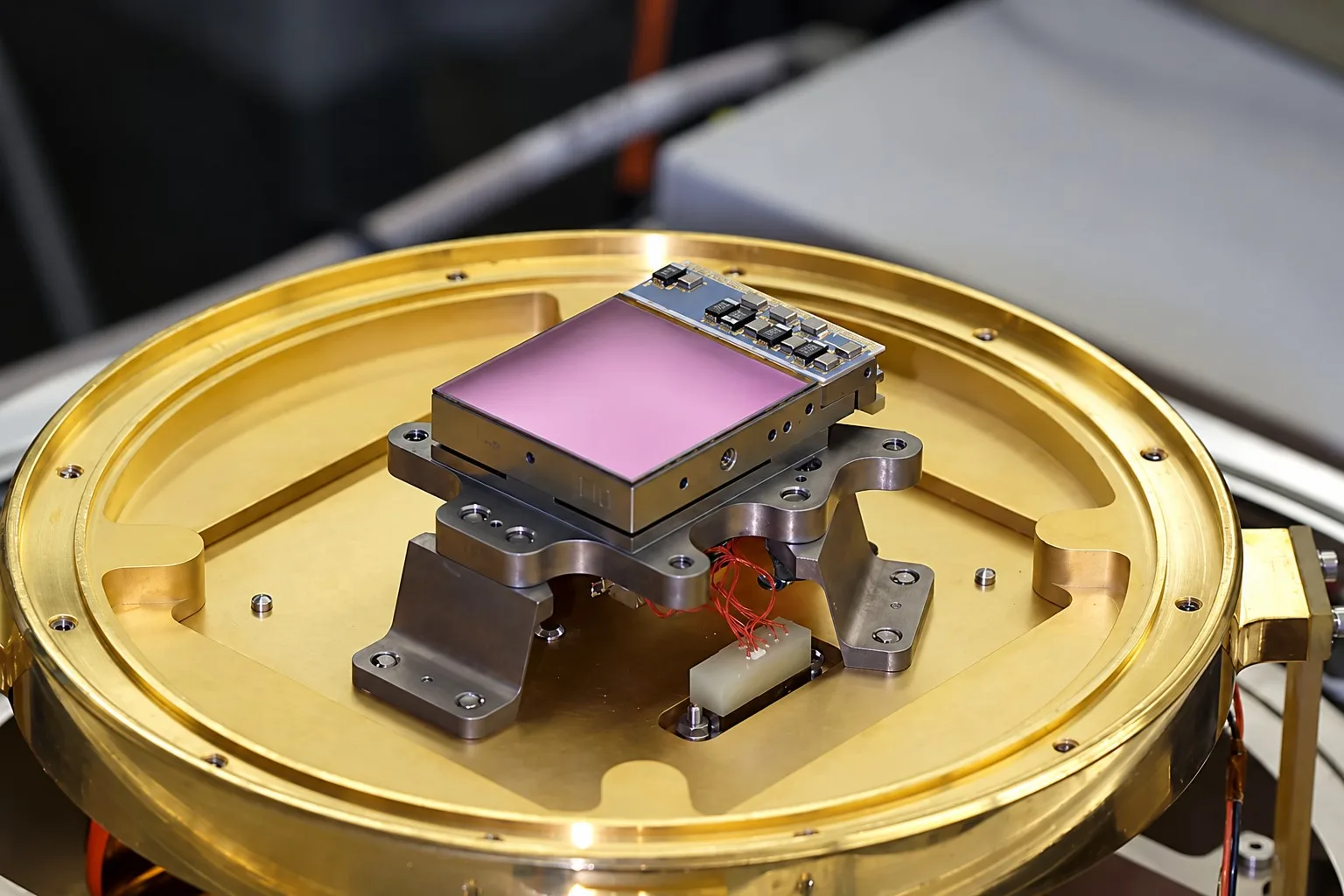 Detector infrarrojo fabricado por Teledyne para el instrumento NIRCam del telescopio James Webb, mostrado como ejemplo de esta tecnología. Crédito: Universidad de Arizona/NASA.