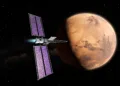 Space Reactor‑1 Freedom es una misión experimental de la NASA prevista para 2028 que demostrará propulsión nuclear eléctrica en un viaje a Marte y transportará tres helicópteros para explorarlo. Crédito: NASA.