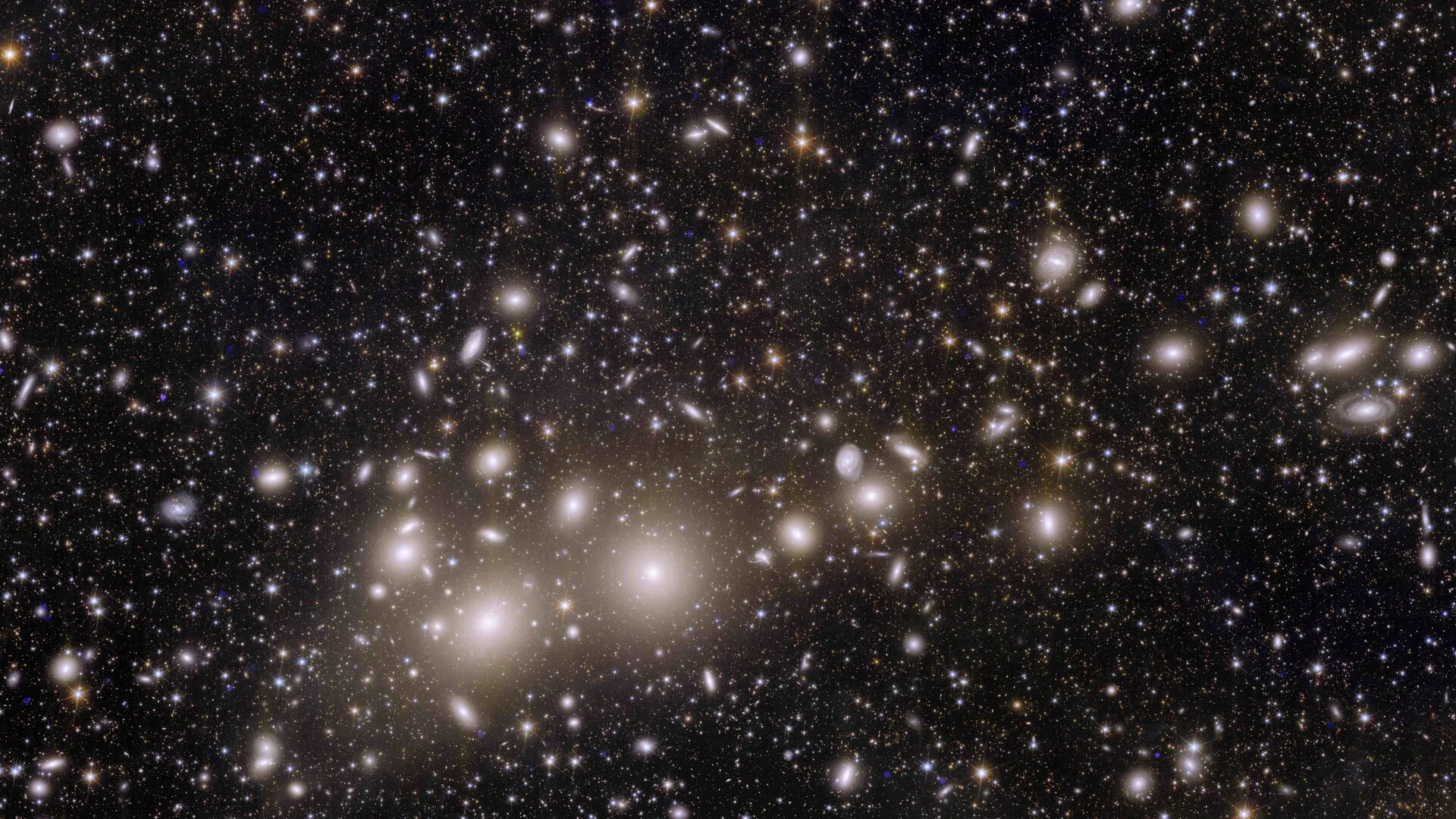 Imagen del telescopio espacial Euclid de 1000 galaxias pertenecientes al cúmulo Perseo, y más de 100.000 galaxias adicionales más lejos en segundo plano. Crédito: Euclid.
