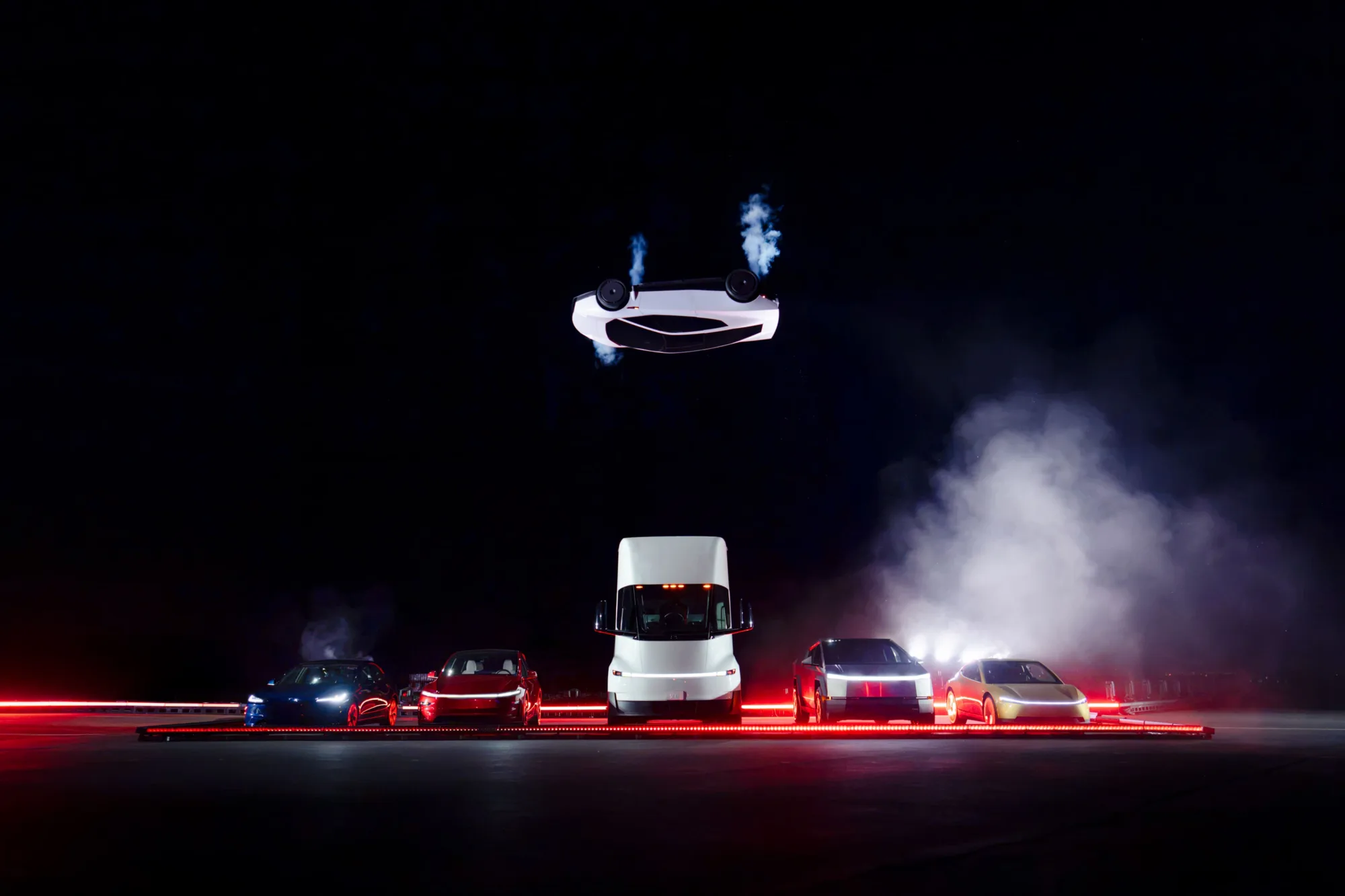 Tesla presentó un auto que vuela: un Roadster que usa tecnología de SpaceX y acelera de 0 a 97 km/h en menos de 0,6 segundos. Crédito: Tesla.
